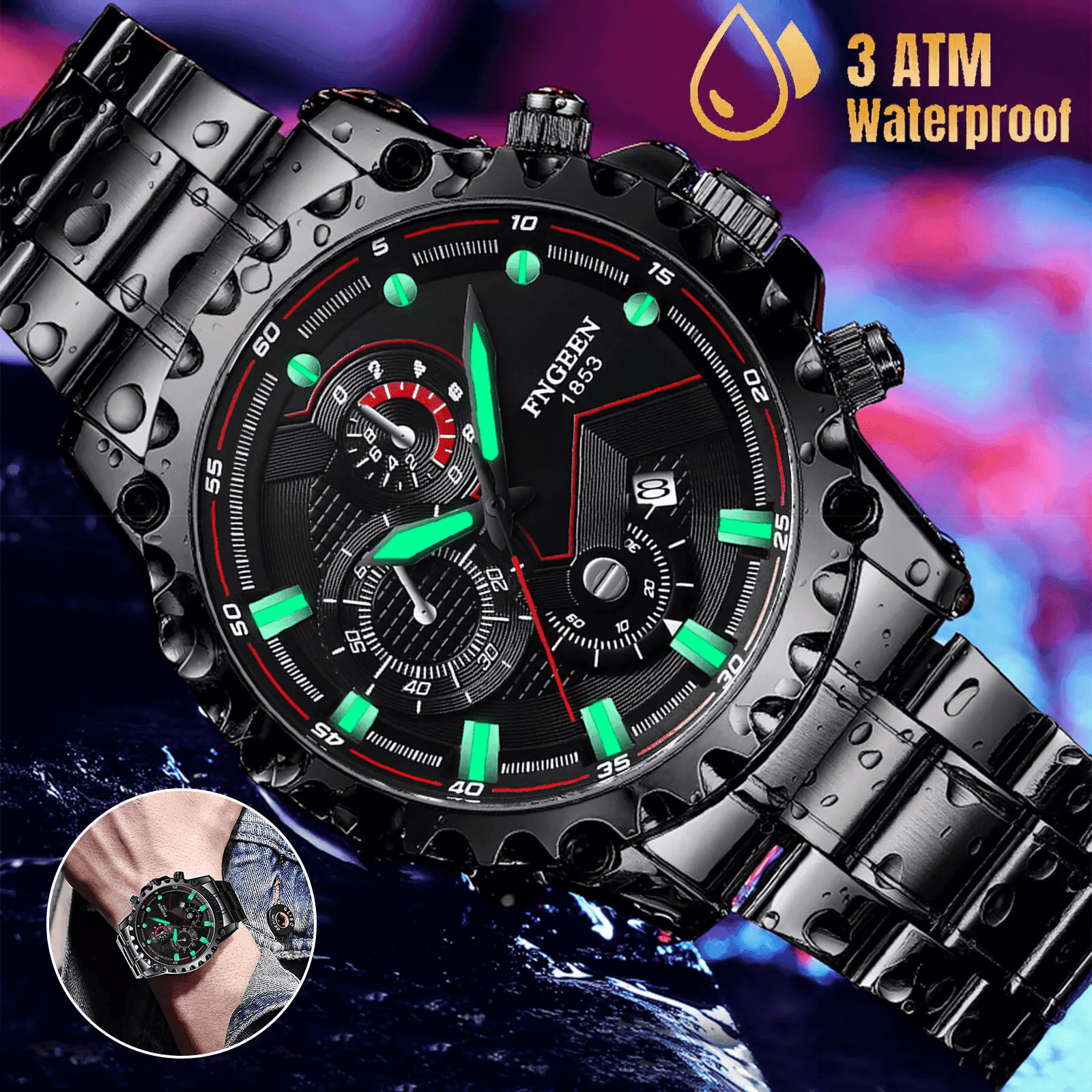 Waterproof Men's Watch Classic Stainless Steel Quartz Luminous Luxury Wristwatch for Business and Casual Wear image 3