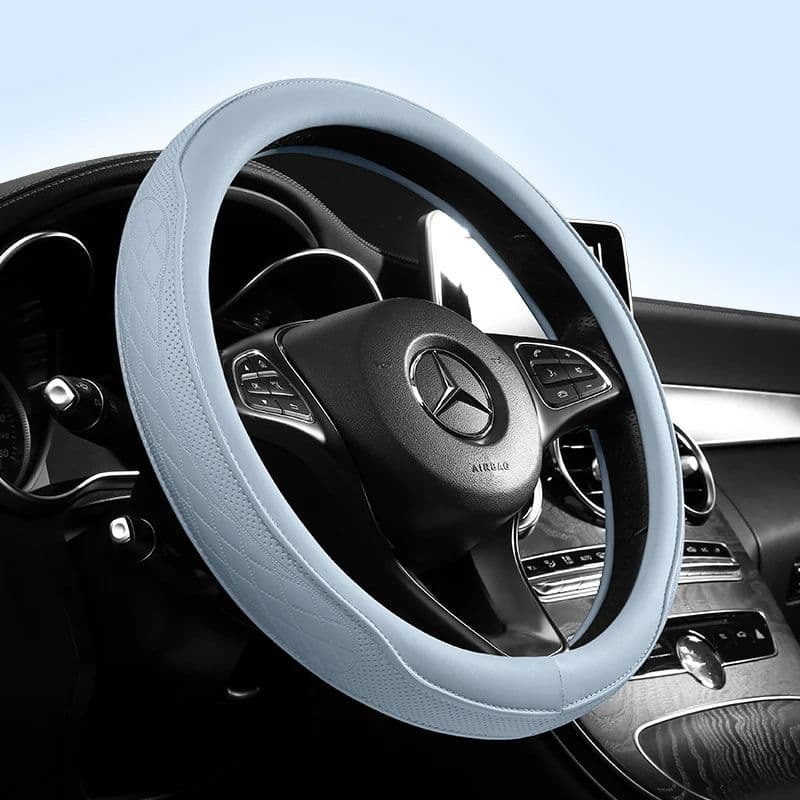 Premium Napa Leather Perforated Patchwork Car Steering Wheel Cover Non-Slip, Breathable & Universal Fit image 2
