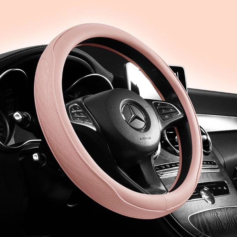 Premium Napa Leather Perforated Patchwork Car Steering Wheel Cover Non-Slip, Breathable & Universal Fit image 3