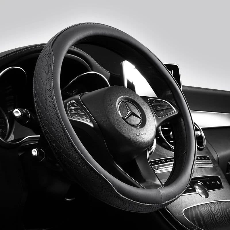 Premium Napa Leather Perforated Patchwork Car Steering Wheel Cover Non-Slip, Breathable & Universal Fit image 4
