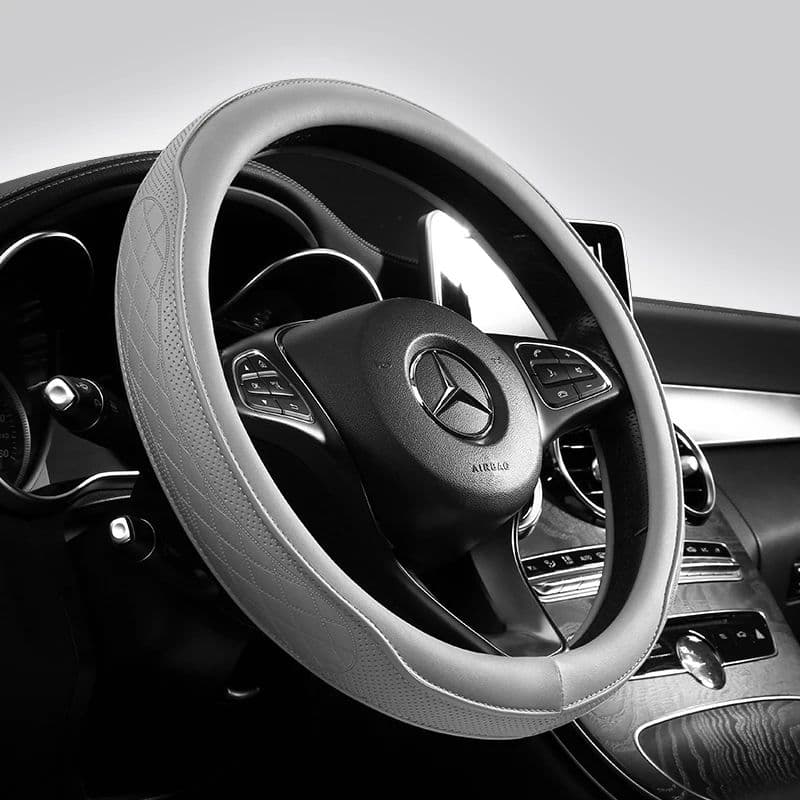 Premium Napa Leather Perforated Patchwork Car Steering Wheel Cover Non-Slip, Breathable & Universal Fit image 5