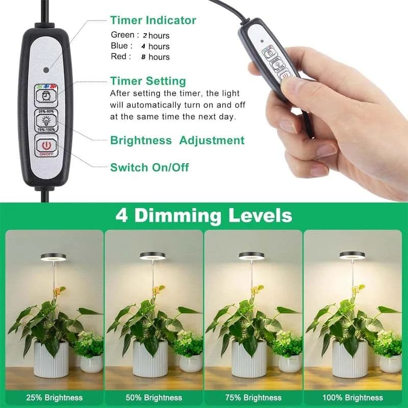 Plant Grow Light LED Growing Lamp, Full Spectrum, Height Adjustable, Auto Timer, Indoor Plant Light Solution image 2