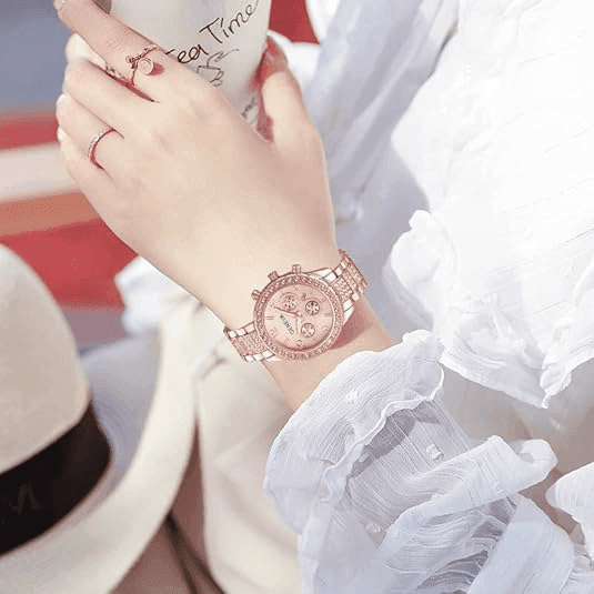 Waterproof Luxury Women's Watch Classic Stainless Steel Quartz Crystal Dial image 5