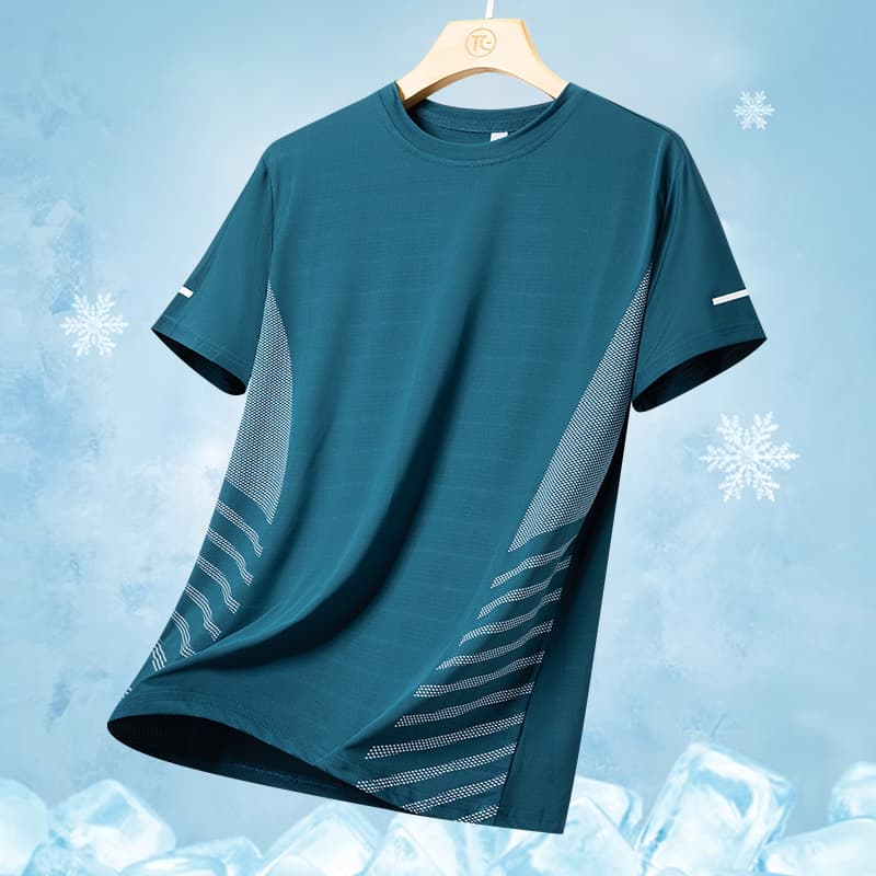 Running T-shirt Men Summer Ice Silk Thin Top Reflective Printing Quick Dry Short Sleeve Breathable Fitness Sports T-shirt 5XL image 7