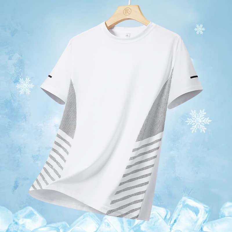 Running T-shirt Men Summer Ice Silk Thin Top Reflective Printing Quick Dry Short Sleeve Breathable Fitness Sports T-shirt 5XL image 10