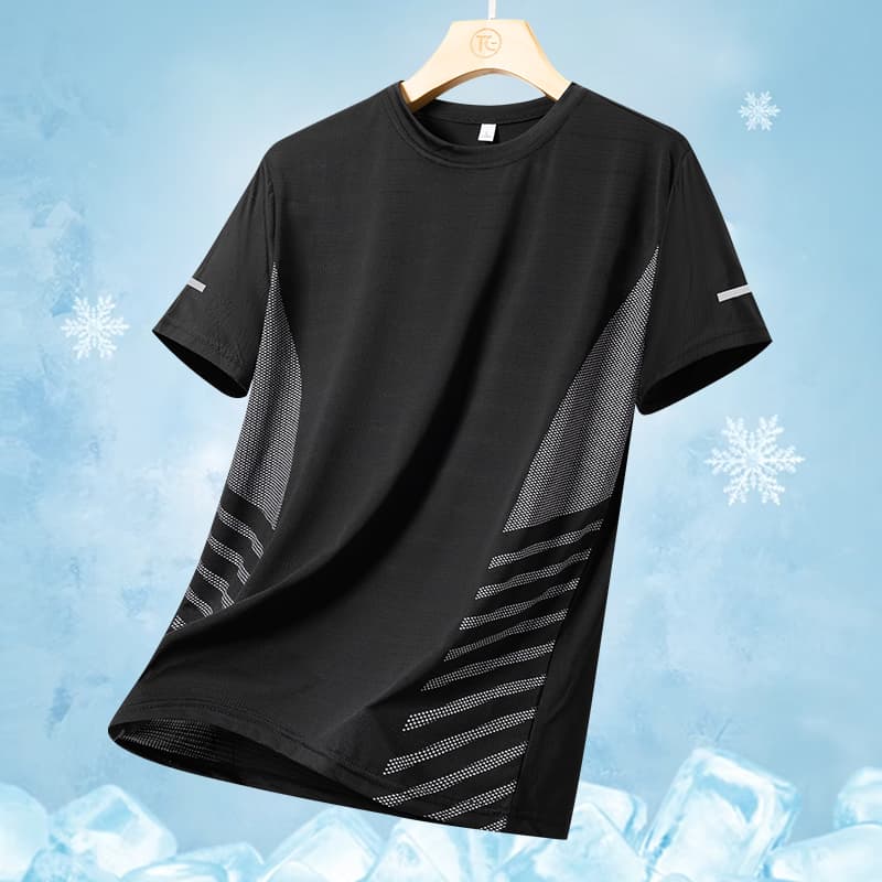 Running T-shirt Men Summer Ice Silk Thin Top Reflective Printing Quick Dry Short Sleeve Breathable Fitness Sports T-shirt 5XL image 8