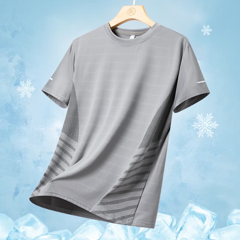 Running T-shirt Men Summer Ice Silk Thin Top Reflective Printing Quick Dry Short Sleeve Breathable Fitness Sports T-shirt 5XL image 9