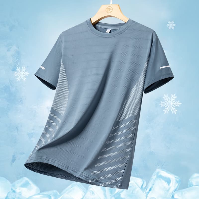 Running T-shirt Men Summer Ice Silk Thin Top Reflective Printing Quick Dry Short Sleeve Breathable Fitness Sports T-shirt 5XL image 11