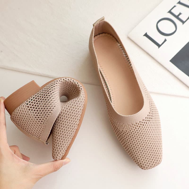 Breathable Mesh Fashion Flats for Women, Spring Summer Flat Shoes with Square Toe & Soft Sole image 2