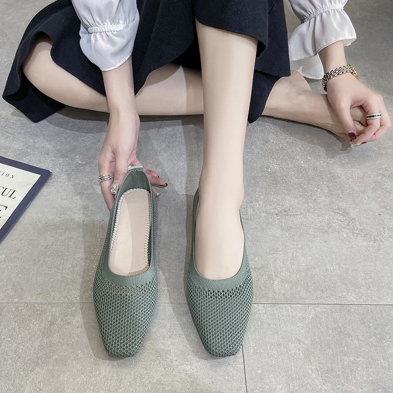 Breathable Mesh Fashion Flats for Women, Spring Summer Flat Shoes with Square Toe & Soft Sole image 9