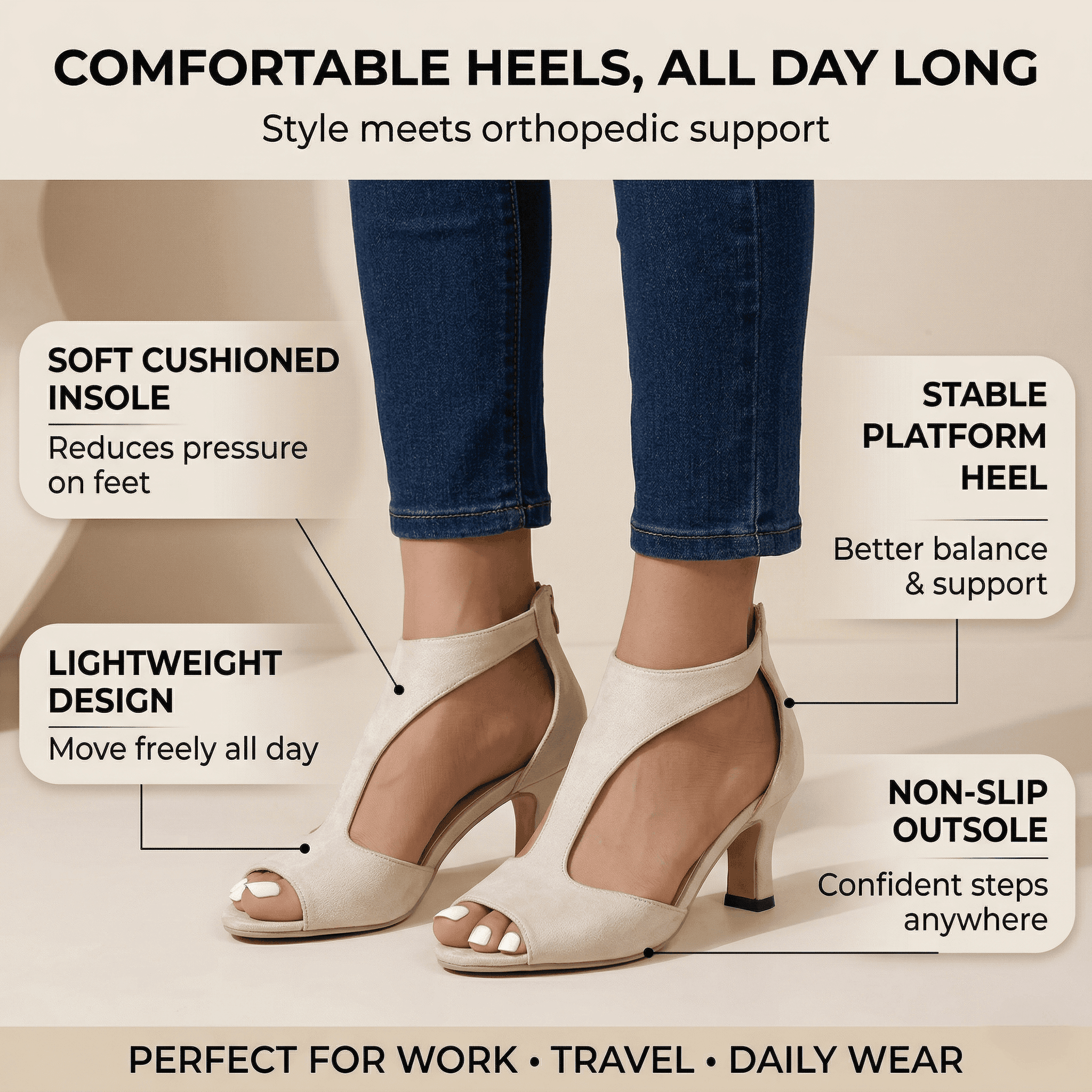 Orthopedic High Heels, Comfortable Platform Sandals for Women image 2