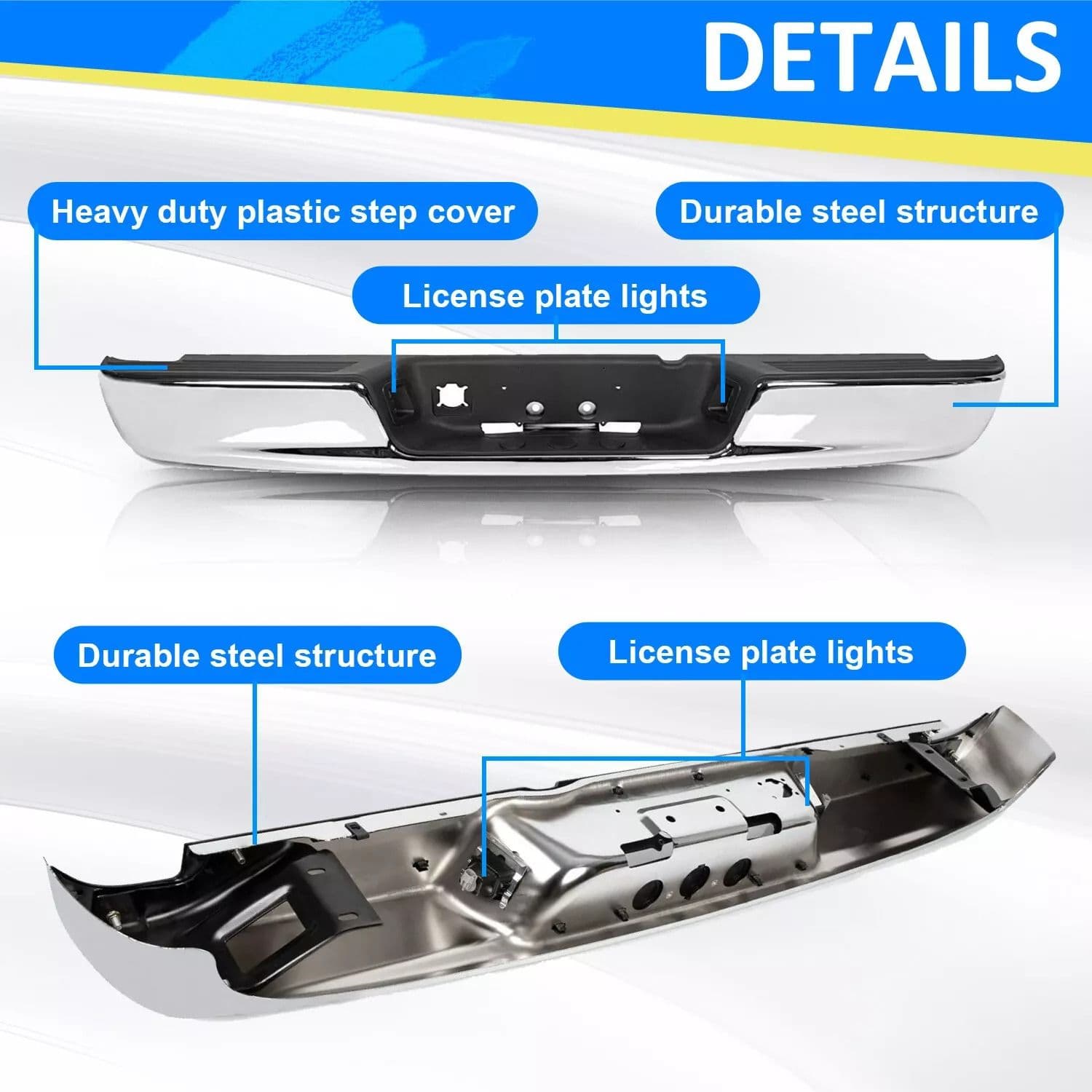 04-08 Dodge RAM 1500 2500 3500 HD Chrome Rear Step Bumper Assembly Heavy-Duty Steel Replacement image 11