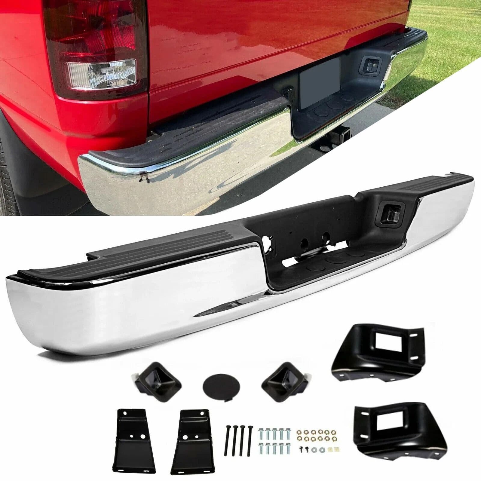 04-08 Dodge RAM 1500 2500 3500 HD Chrome Rear Step Bumper Assembly Heavy-Duty Steel Replacement image 2