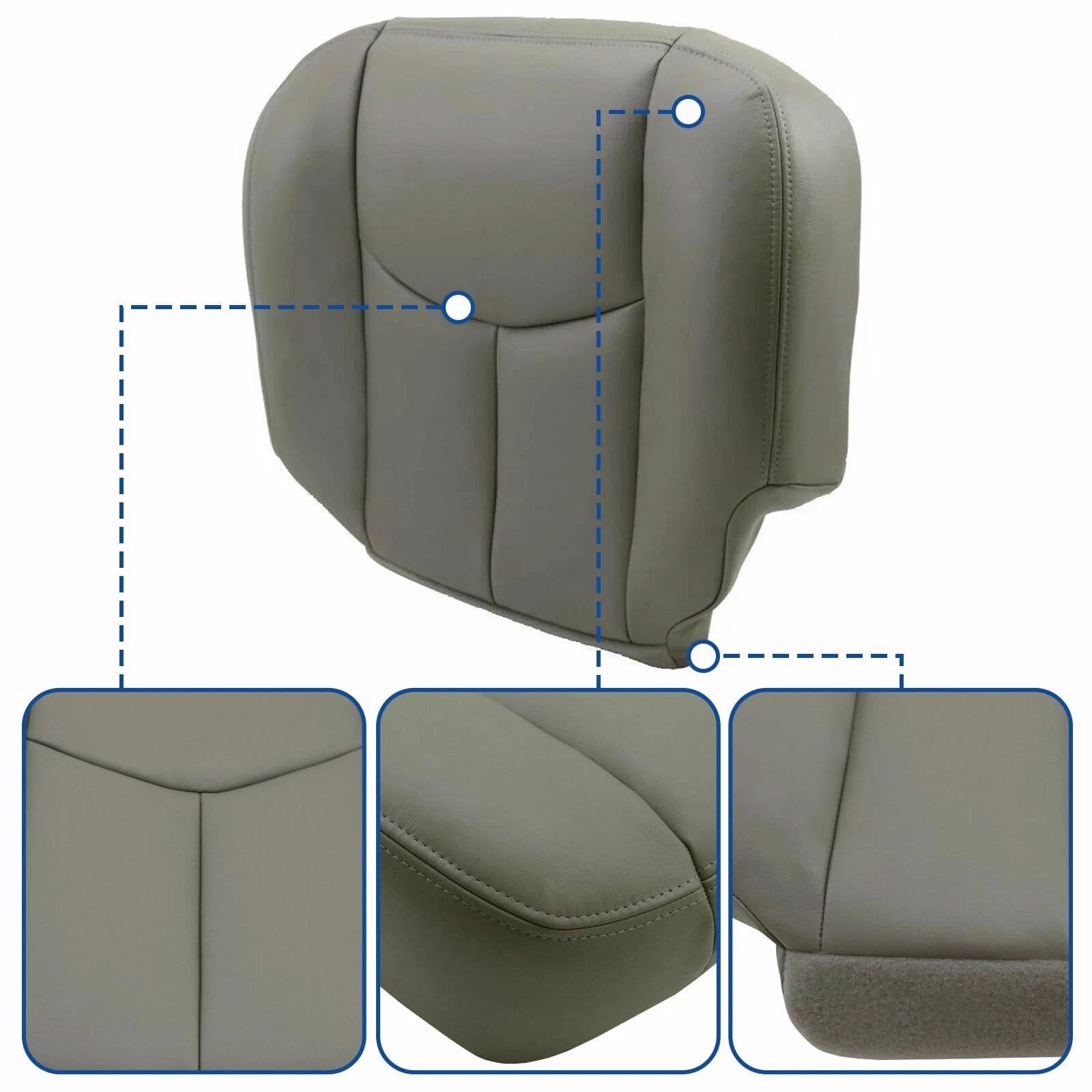 Chevy Tahoe Suburban Driver Bottom Leather Seat Cover Gray, Exact Fit, Waterproof & Scratch-Resistant image 11