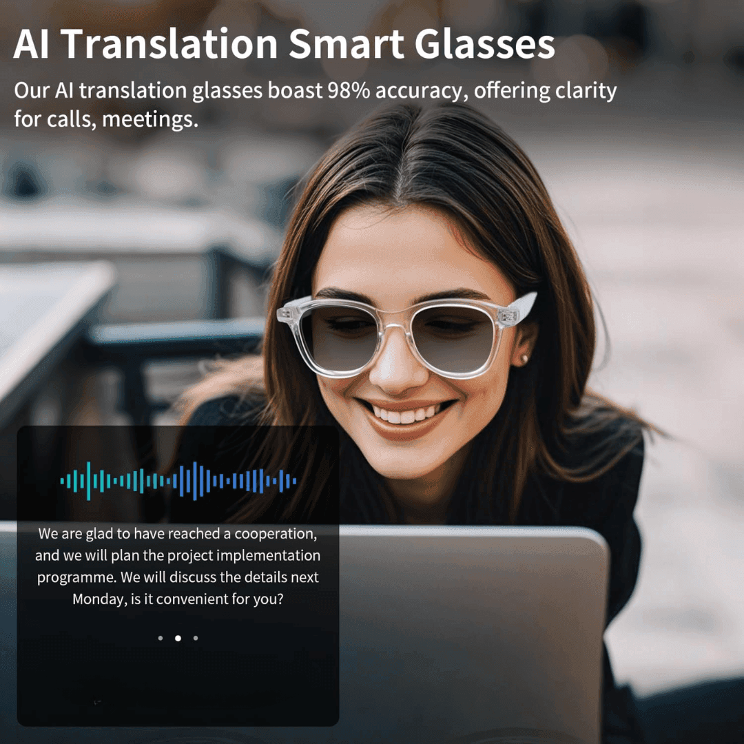 Unisex Smart Glasses with AI Translation Wireless Bluetooth Glasses for Real Time Language Interpretation image 3