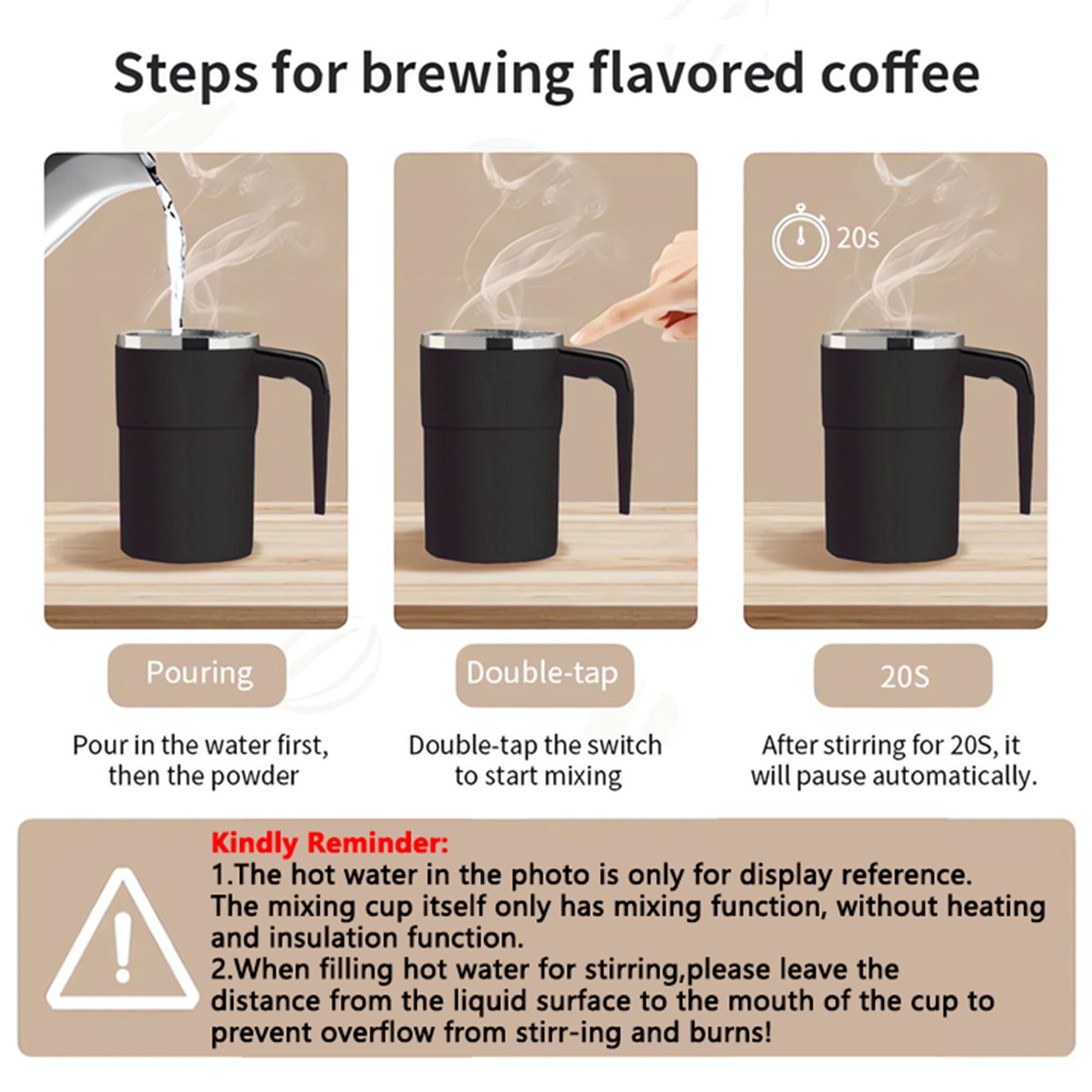 Electric Coffee Self Mixing Mug Rechargeable, Waterproof, BPA-Free Automatic Stirring Cup for Coffee, Tea, and More image 7