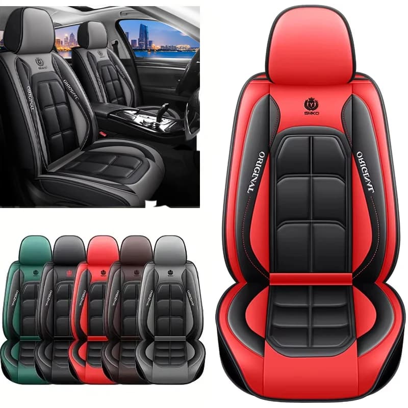 Luxury Full Leather Car Seat Cushion Pad for Driver & Passenger All Season Universal Seat Cover image 2