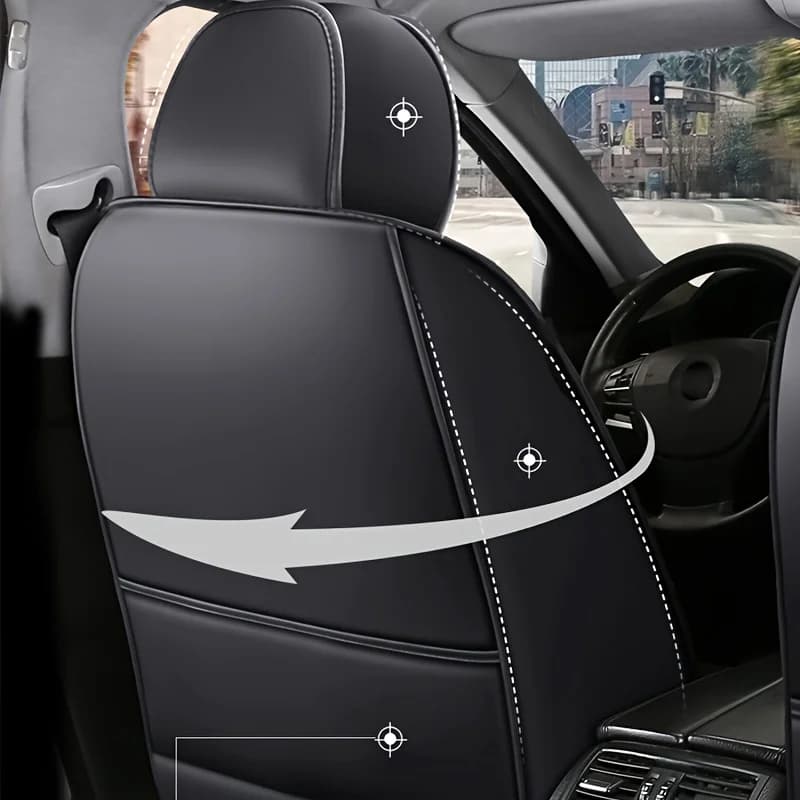 Luxury Full Leather Car Seat Cushion Pad for Driver & Passenger All Season Universal Seat Cover image 5