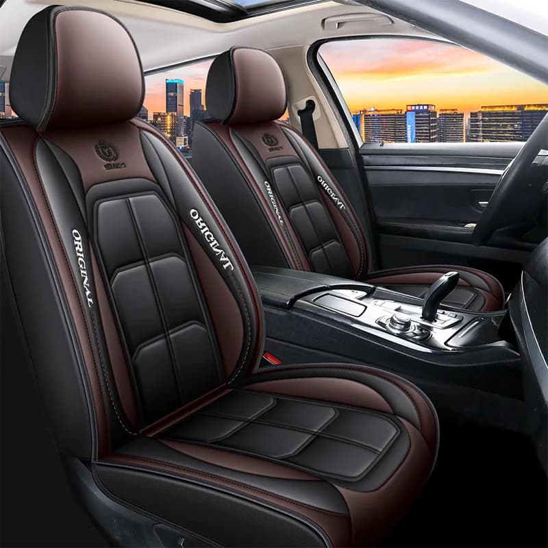 Luxury Full Leather Car Seat Cushion Pad for Driver & Passenger All Season Universal Seat Cover image 11