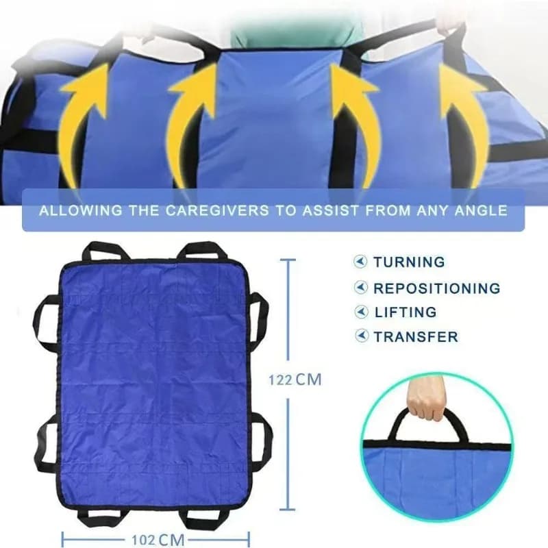 Waterproof Bed Positioning Pad with Handles for Patient Transfer and Caregiver Support image 2