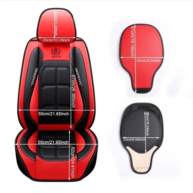 Luxury Full Leather Car Seat Cushion Pad for Driver & Passenger All Season Universal Seat Cover image 3