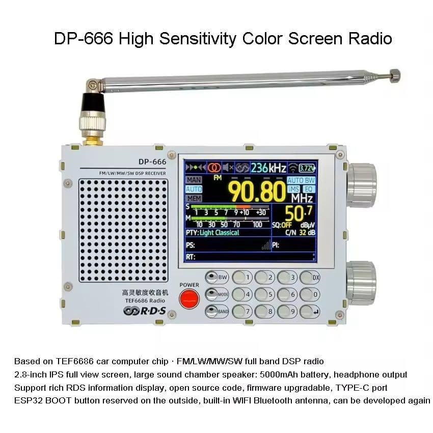 Full Band DSP Radio with High Sensitivity FM AM Shortwave and 2.8 Inch Display image 3