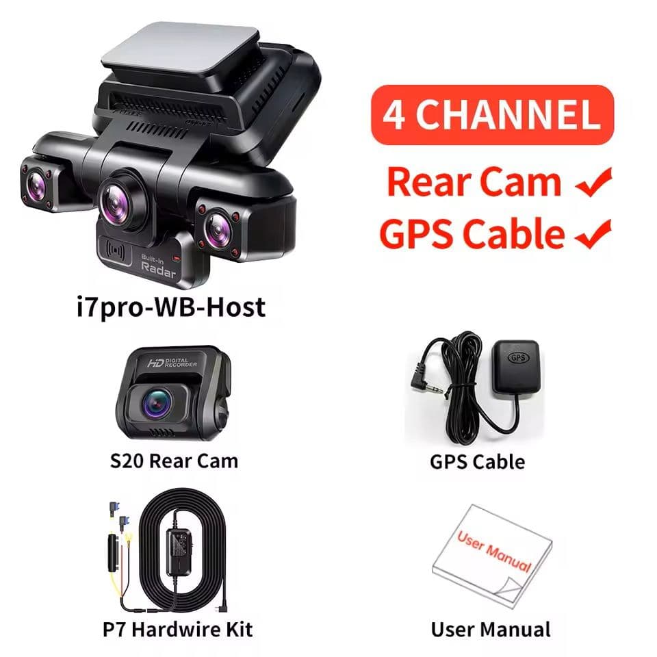 4K 360 Dash Cam 4 Channel GPS Night Vision WiFi Car Camera System image 7