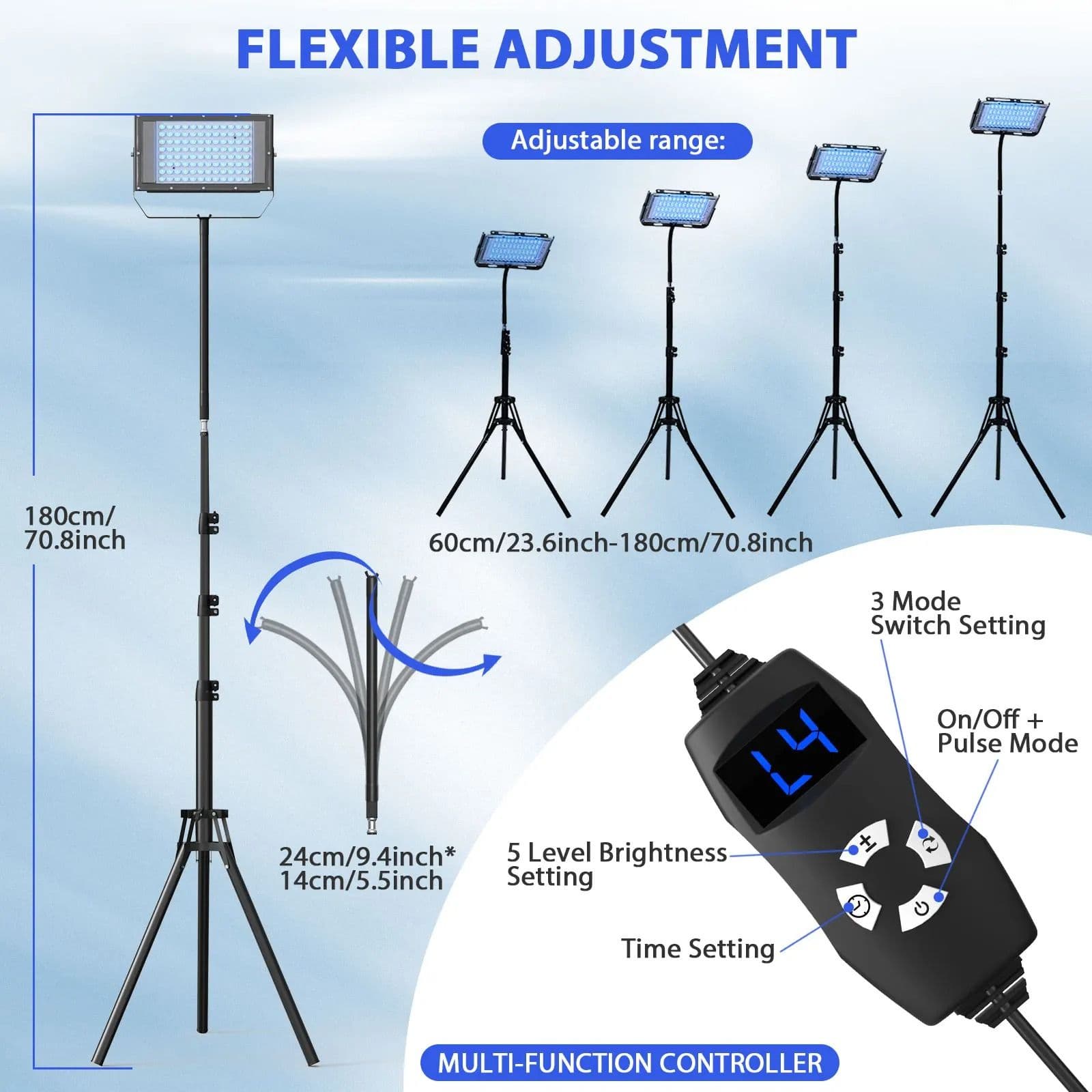 Ultraviolet Tanning Lamp with Adjustable Tripod, 50W Blue Light Body Solarium Lamp for Skin Care and Tanning image 5