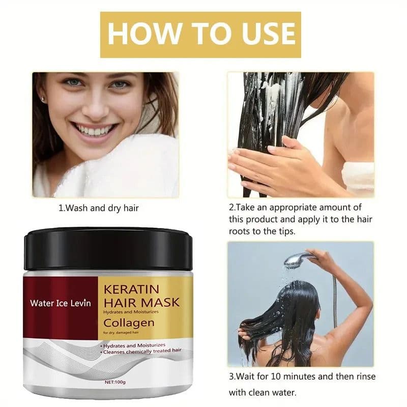 Collagen Keratin Hair Mask for Damaged Hair, Deep Conditioning and Frizz Control image 7