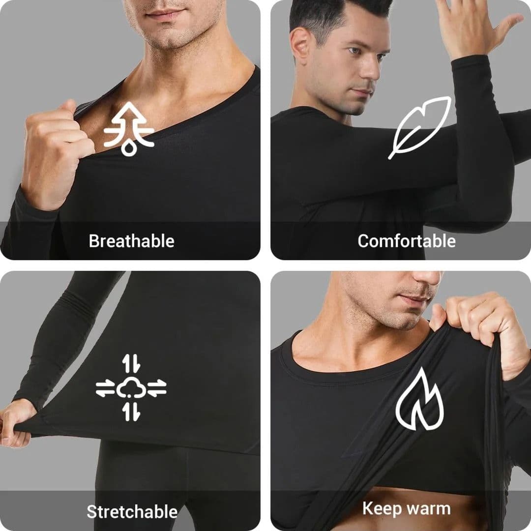 2pcs Men's Solid Color Thermal Underwear Set for Fall and Winter image 3