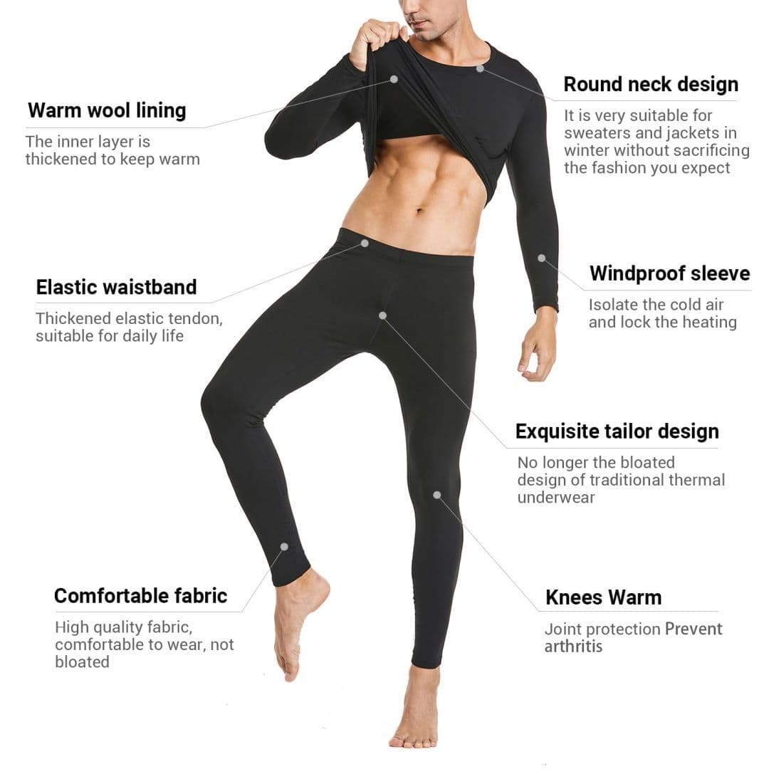 2pcs Men's Solid Color Thermal Underwear Set for Fall and Winter image 6