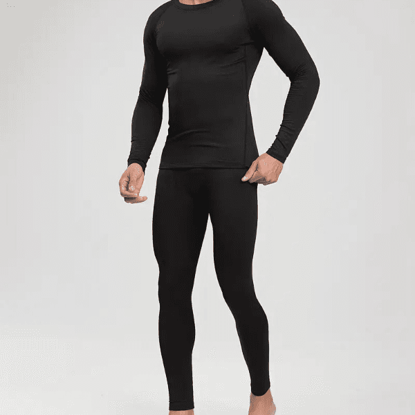 2pcs Men's Solid Color Thermal Underwear Set for Fall and Winter