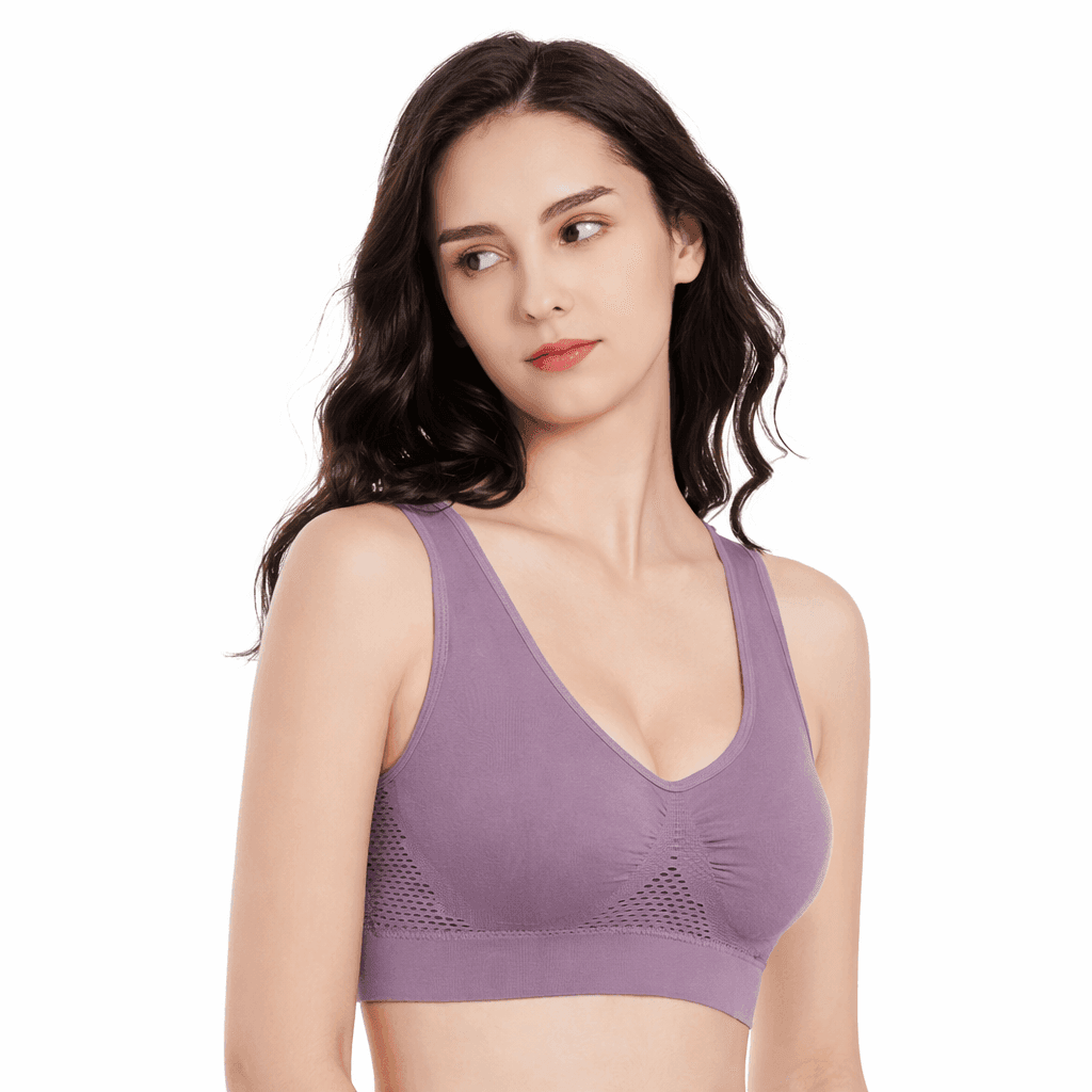 Women Seamless Sports Bra Top with Removable Padding Breathable Fitness Bra image 10