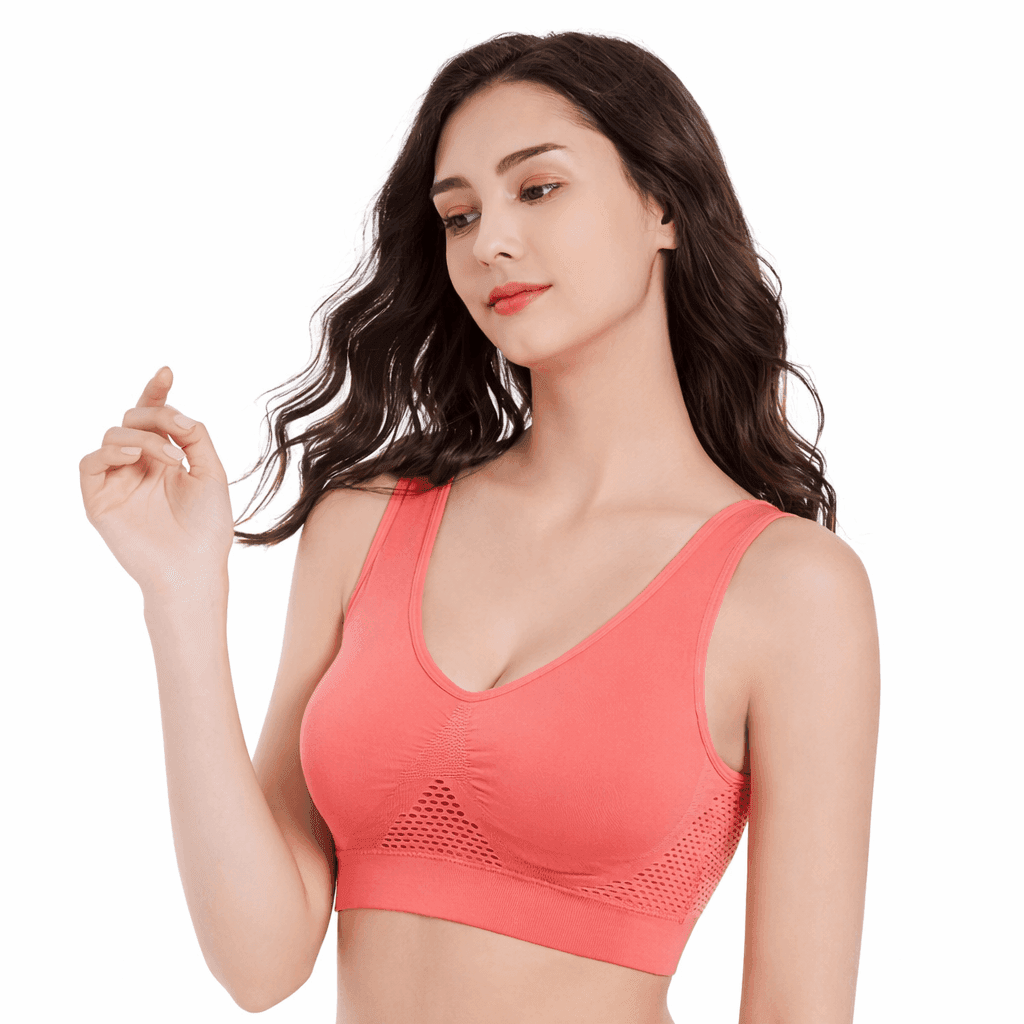Women Seamless Sports Bra Top with Removable Padding Breathable Fitness Bra image 8