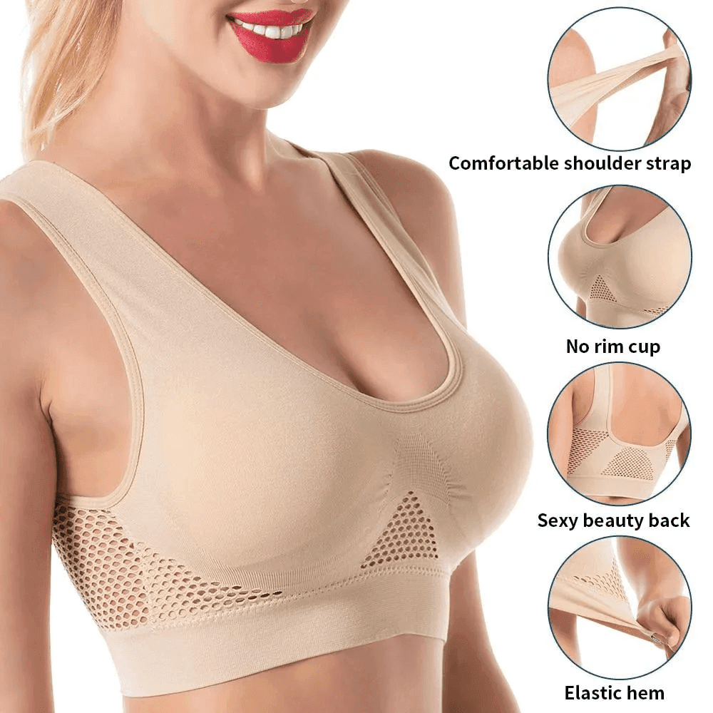 Women Seamless Sports Bra Top with Removable Padding Breathable Fitness Bra image 3