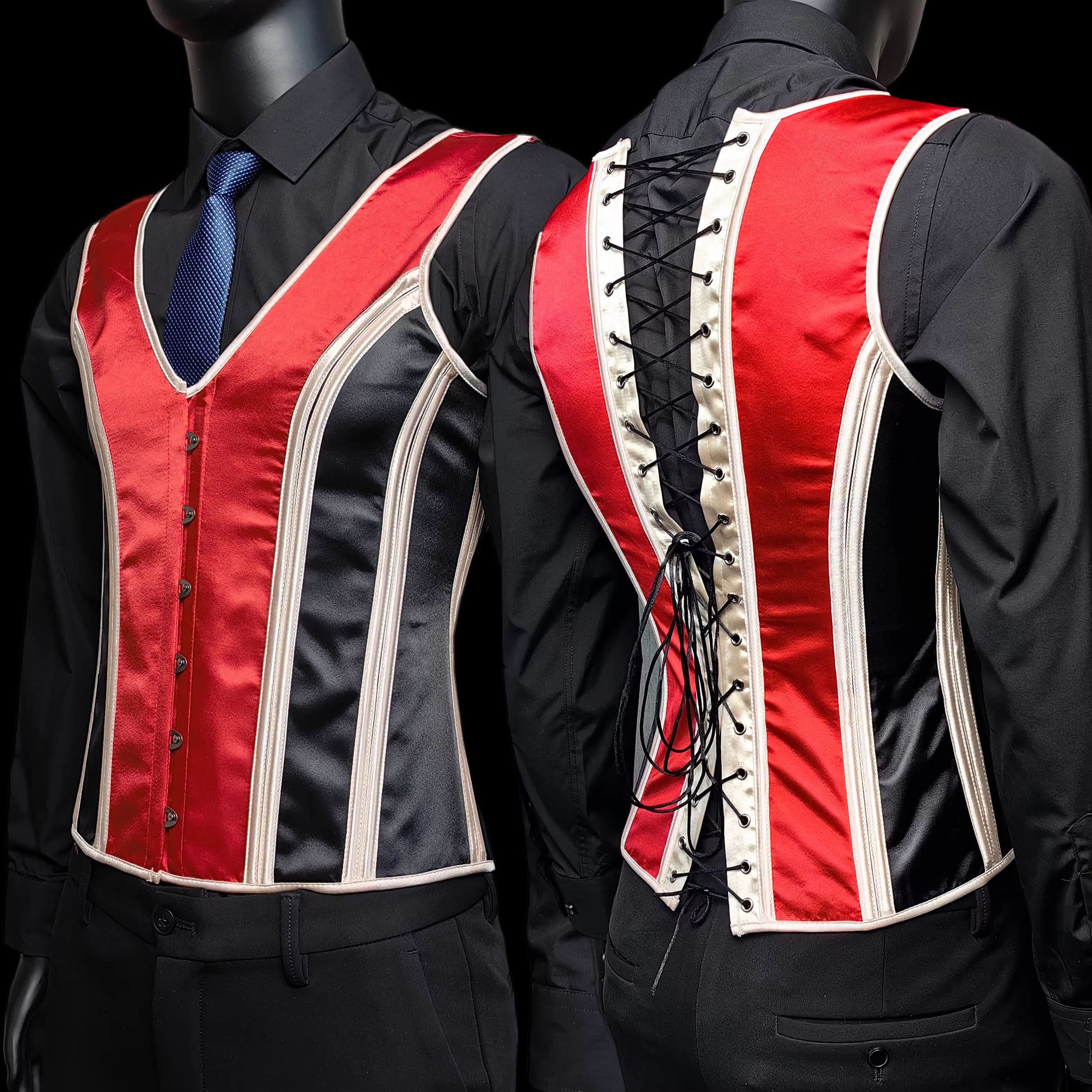 Elegant Renaissance Mens Waist Cincher Steel-Boned Medieval Corset Vest for Stomach Control image 2