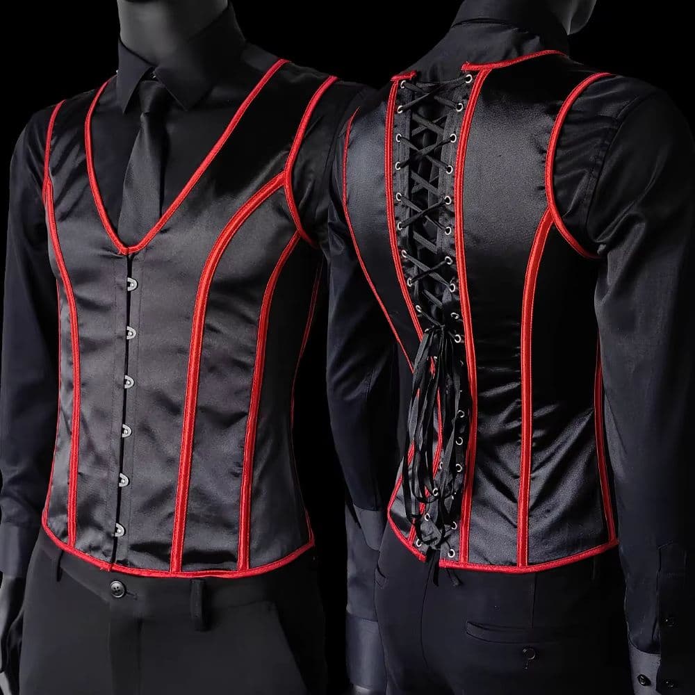 Elegant Renaissance Mens Waist Cincher Steel-Boned Medieval Corset Vest for Stomach Control image 6