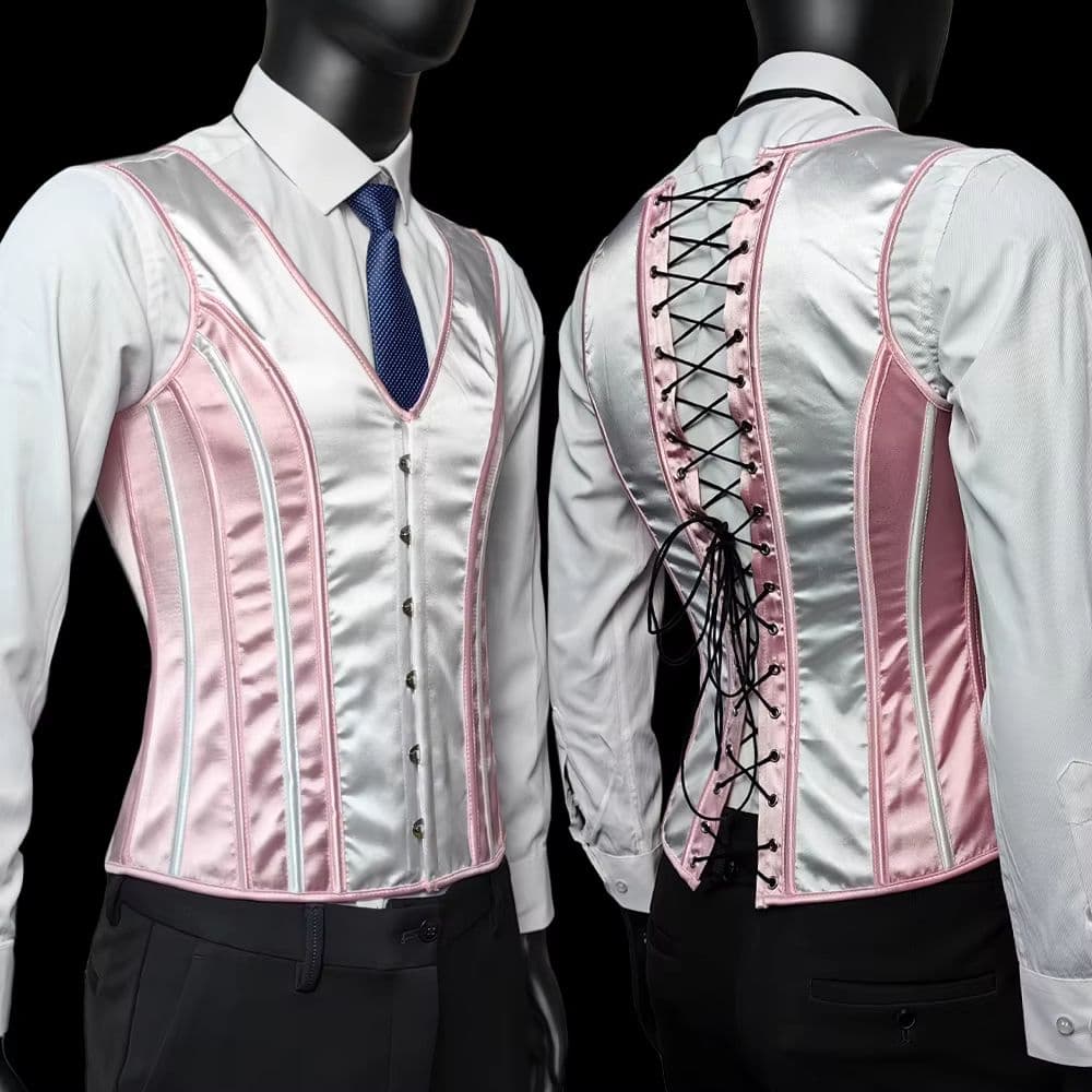Elegant Renaissance Mens Waist Cincher Steel-Boned Medieval Corset Vest for Stomach Control image 8