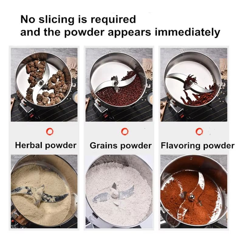 4500G Commercial Grain Grinder, High-Speed Stainless Steel Powder Mill for Spices, Cereals & Herbs image 3
