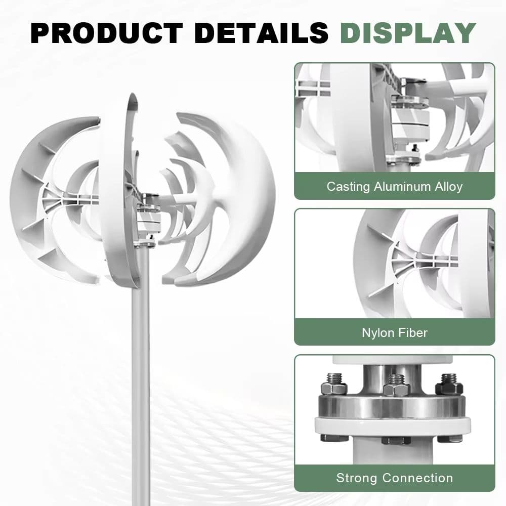 5000W Vertical Wind Turbine Generator – 12V/24V Small Windmill for Home, Farm & Off-Grid Energy with MPPT Controller image 2