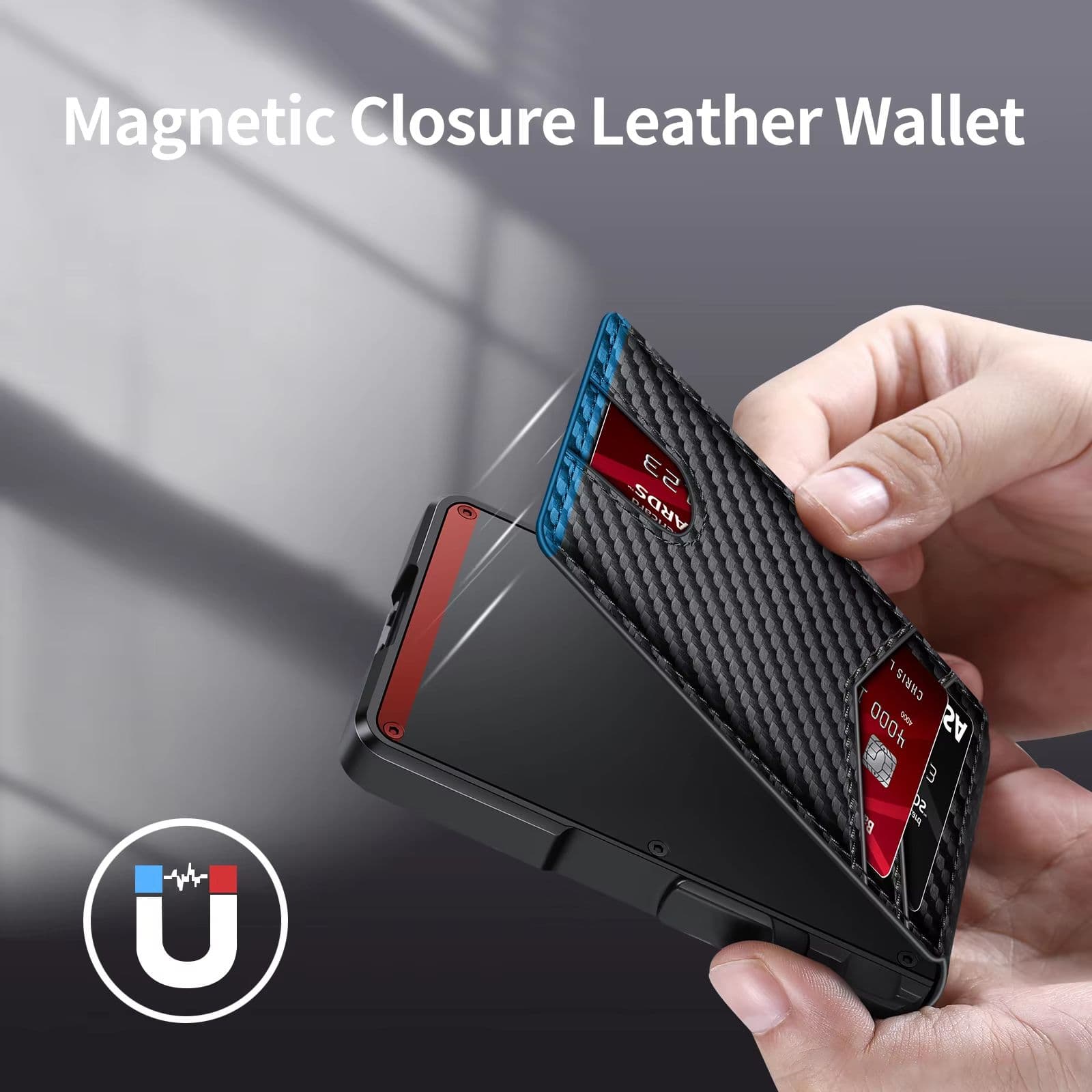 Minimalist RFID Blocking Wallet for Men, Slim Metal Credit Card Wallet with Pop-Up Card Holder and Money Clip image 6