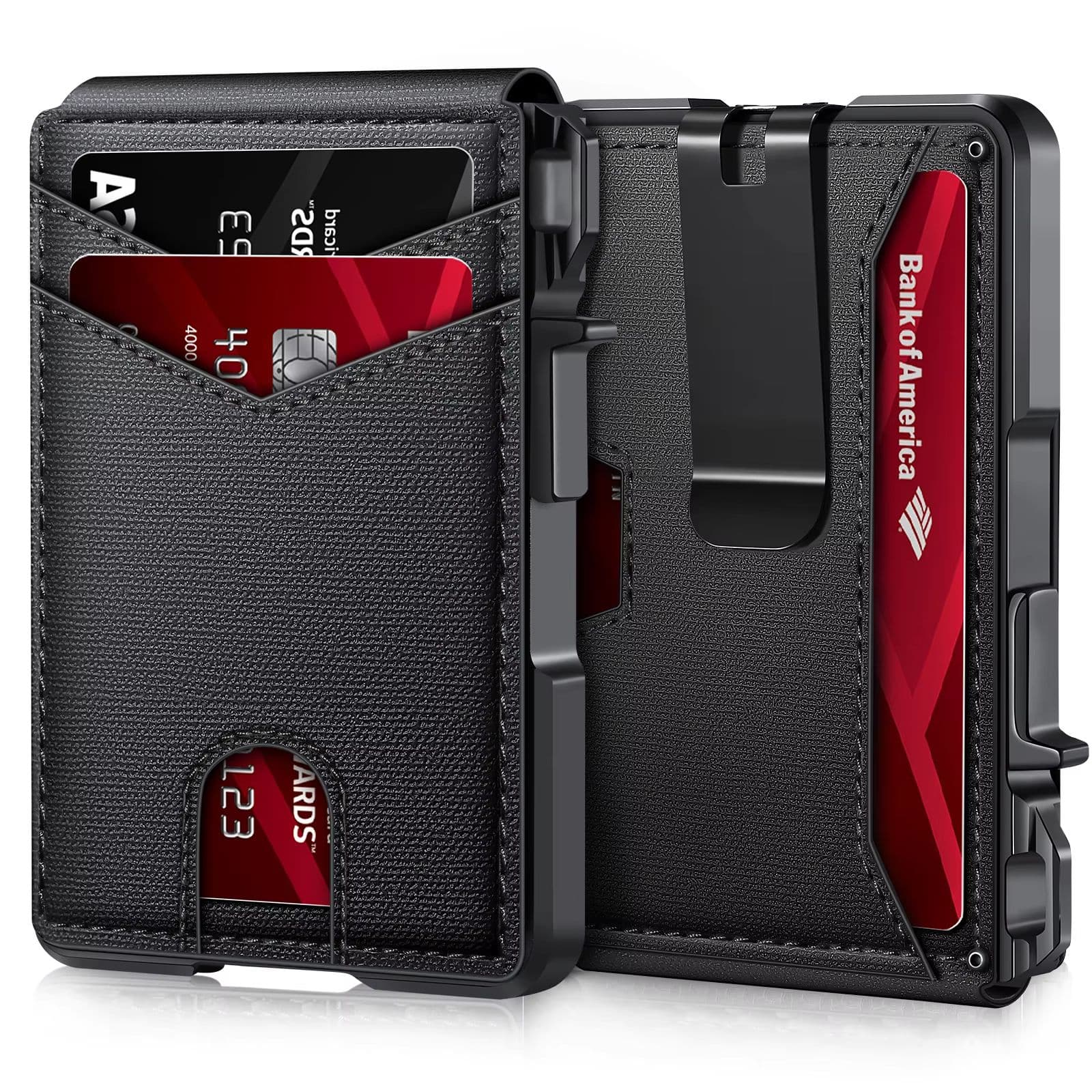 Minimalist RFID Blocking Wallet for Men, Slim Metal Credit Card Wallet with Pop-Up Card Holder and Money Clip image 7