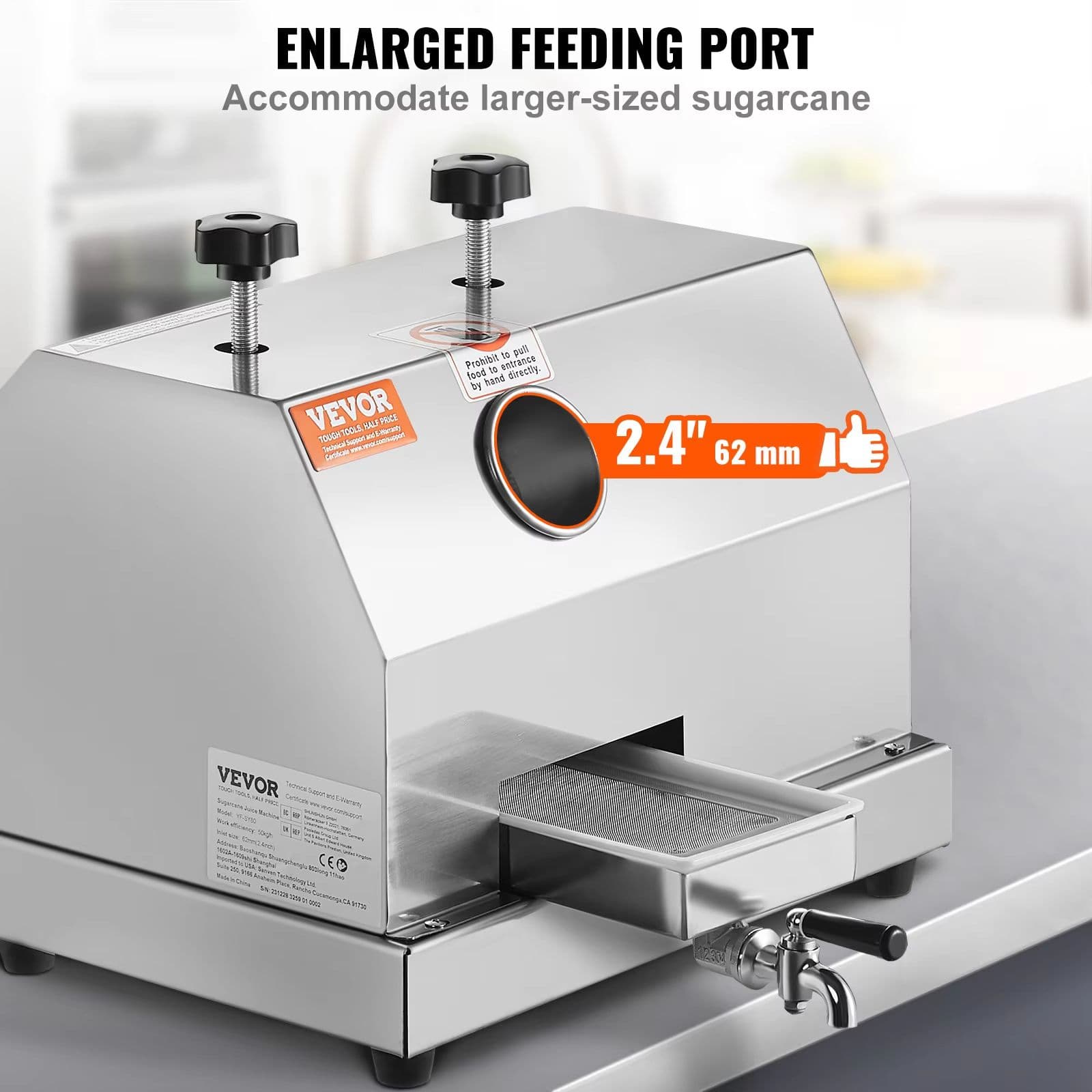 Commercial Sugar Cane Juicer Machine – High Output Stainless Steel Sugarcane Extractor with 3 Rollers and Large image 2