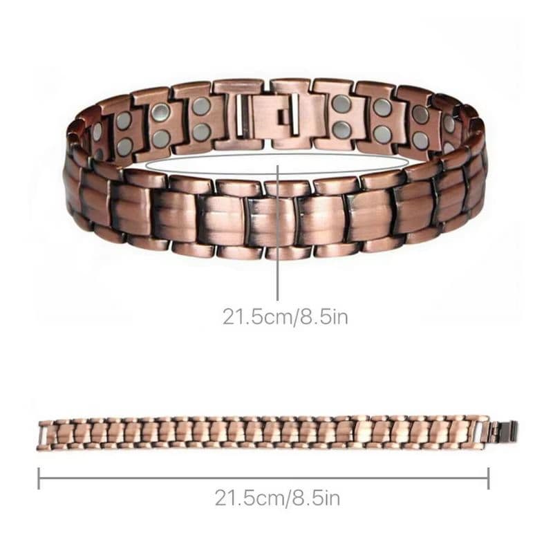 Vintage Copper Magnetic Bracelet for Men Pain Relief Therapy Link Chain with Double Row Magnets image 5