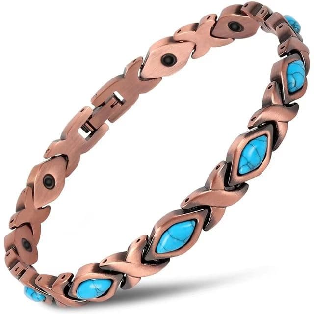 Vintage Copper Magnetic Bracelet for Men Pain Relief Therapy Link Chain with Double Row Magnets image 12