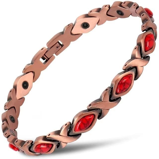 Vintage Copper Magnetic Bracelet for Men Pain Relief Therapy Link Chain with Double Row Magnets image 11