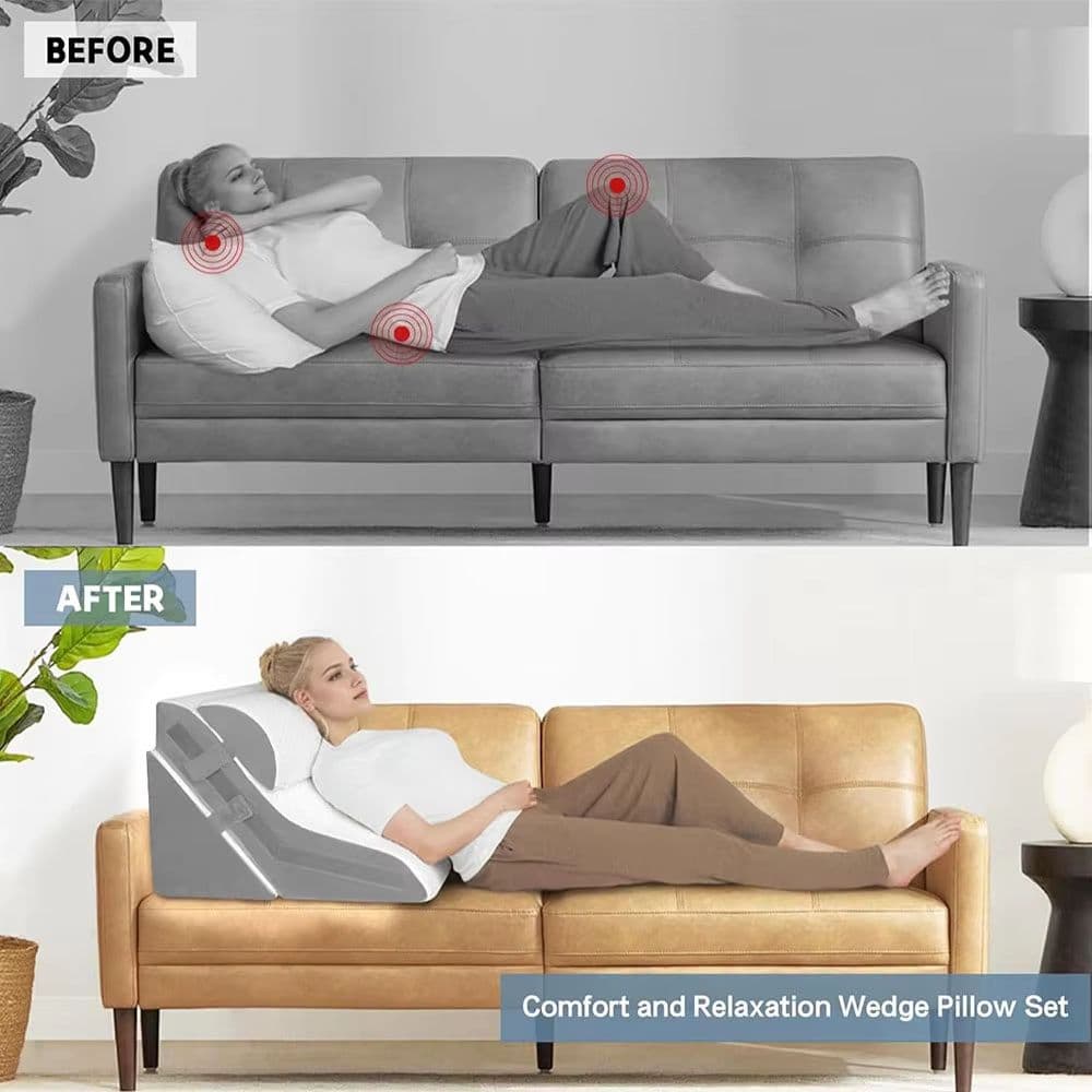 Adjustable 3-Piece Wedge Pillow Set for Sleeping, Acid Reflux, Snoring & Post-Surgery Comfort image 4