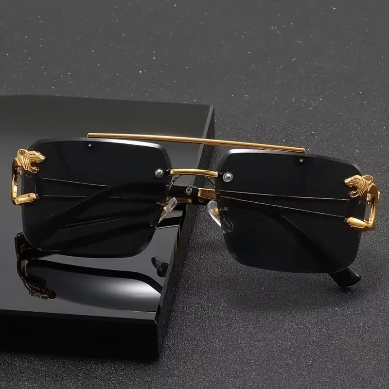Golden Edge Frameless Luxury Sunglasses Anti Glare UV Protection Unisex Shades image 2