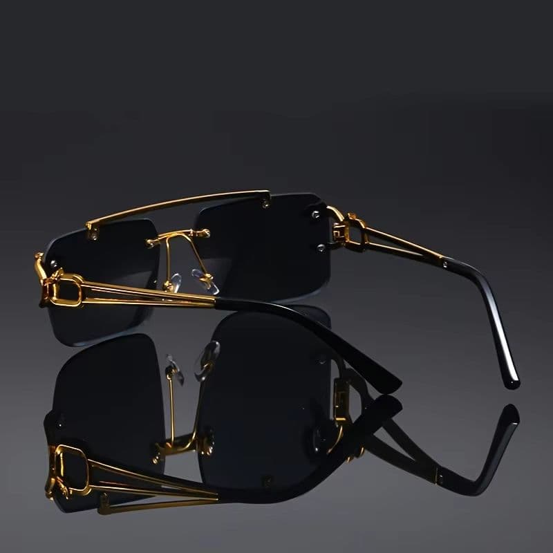 Golden Edge Frameless Luxury Sunglasses Anti Glare UV Protection Unisex Shades image 4