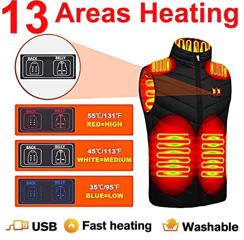 USB Heated Vest Electric Bodywarmer For Men & Women With Adjustable Zones image 10